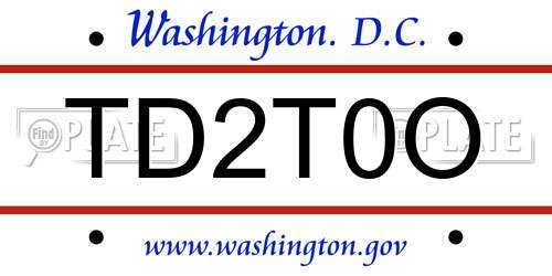 TD2T0O District Of Columbia License Plate