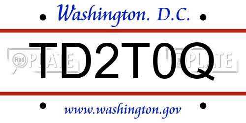 TD2T0Q District Of Columbia License Plate