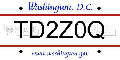 TD2Z0Q District Of Columbia License Plate