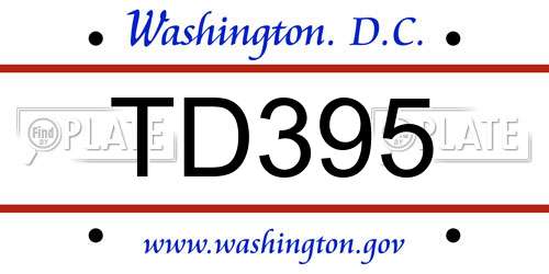 TD395 District Of Columbia License Plate