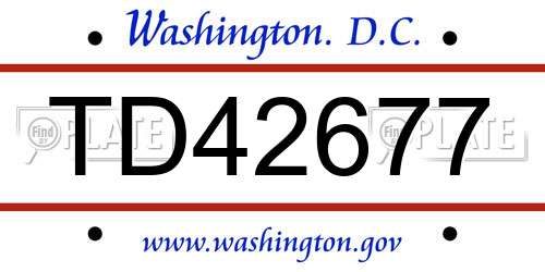 TD42677 District Of Columbia License Plate