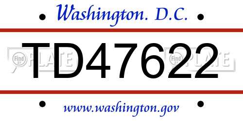 TD47622 District Of Columbia License Plate