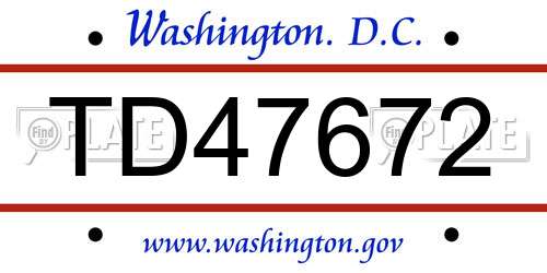 TD47672 District Of Columbia License Plate