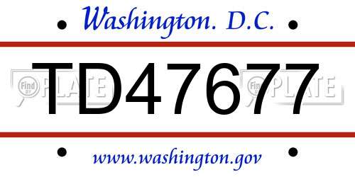 TD47677 District Of Columbia License Plate