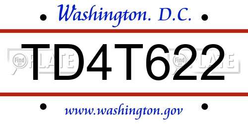 TD4T622 District Of Columbia License Plate