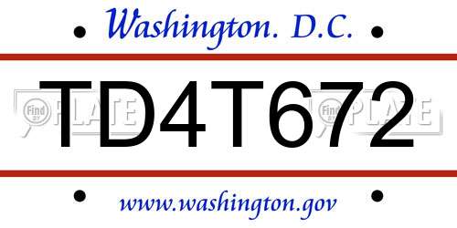 TD4T672 District Of Columbia License Plate