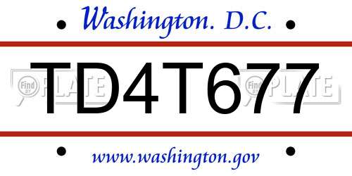 TD4T677 District Of Columbia License Plate