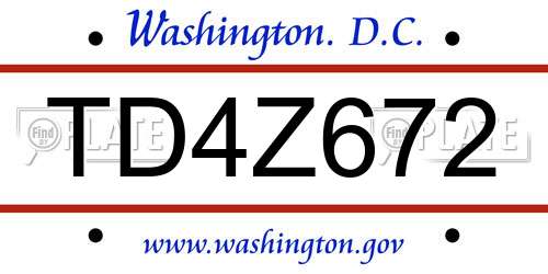TD4Z672 District Of Columbia License Plate