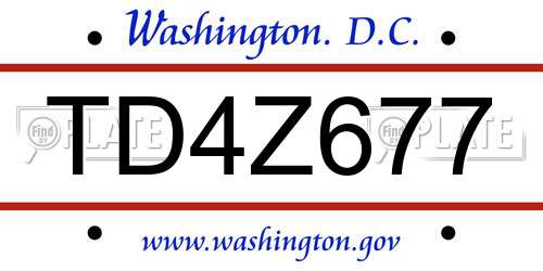 TD4Z677 District Of Columbia License Plate