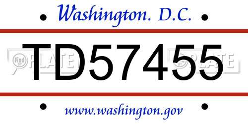 TD57455 District Of Columbia License Plate
