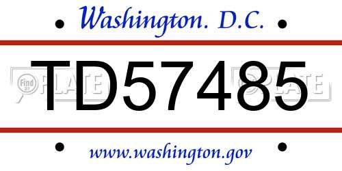 TD57485 District Of Columbia License Plate