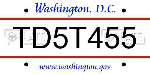 TD5T455 District Of Columbia License Plate