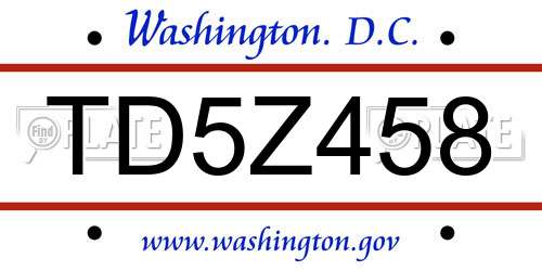 TD5Z458 District Of Columbia License Plate