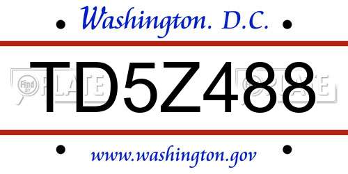 TD5Z488 District Of Columbia License Plate
