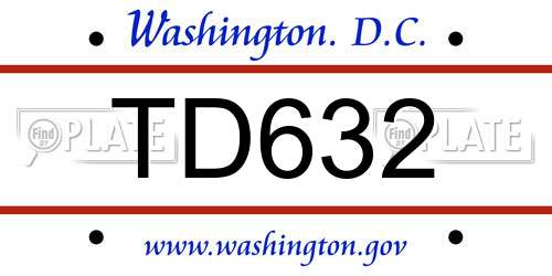 TD632 District Of Columbia License Plate