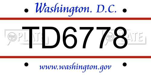 TD6778 District Of Columbia License Plate