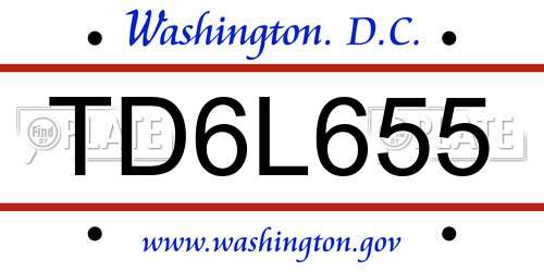 TD6L655 District Of Columbia License Plate