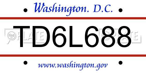 TD6L688 District Of Columbia License Plate