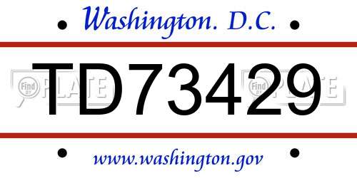 TD73429 District Of Columbia License Plate