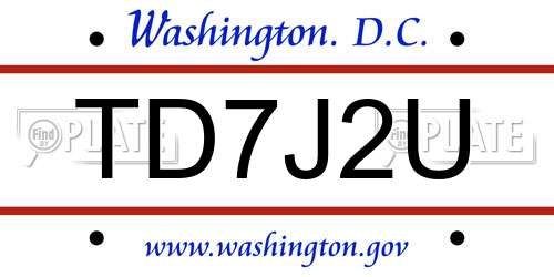 TD7J2U District Of Columbia License Plate