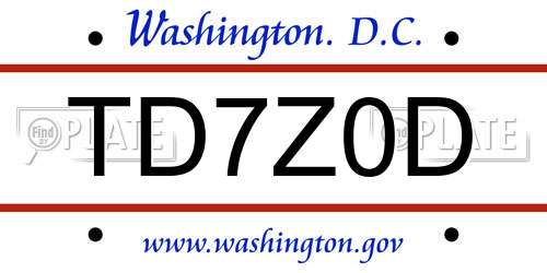 TD7Z0D District Of Columbia License Plate