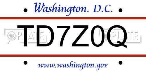 TD7Z0Q District Of Columbia License Plate