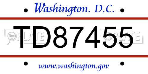 TD87455 District Of Columbia License Plate