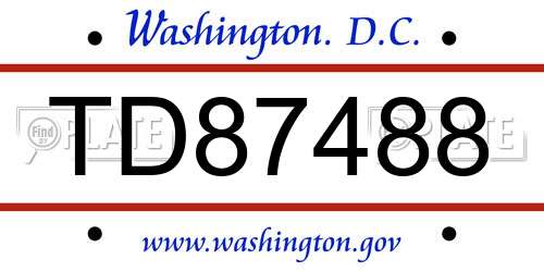 TD87488 District Of Columbia License Plate