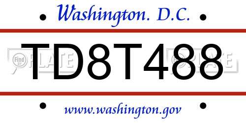 TD8T488 District Of Columbia License Plate