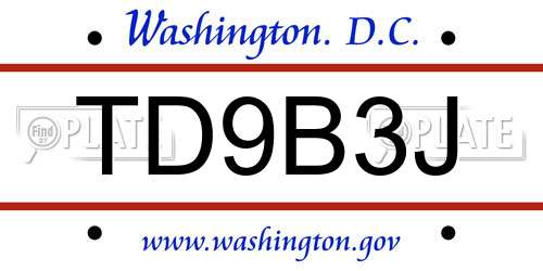 TD9B3J District Of Columbia License Plate