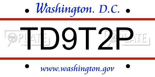 TD9T2P District Of Columbia License Plate