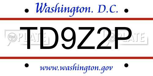 TD9Z2P District Of Columbia License Plate