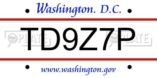 TD9Z7P District Of Columbia License Plate