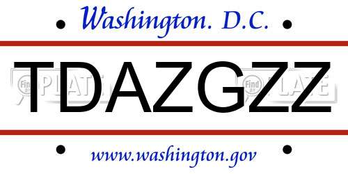 TDAZGZZ District Of Columbia License Plate