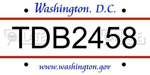 TDB2458 District Of Columbia License Plate