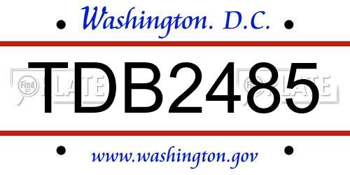 TDB2485 District Of Columbia License Plate