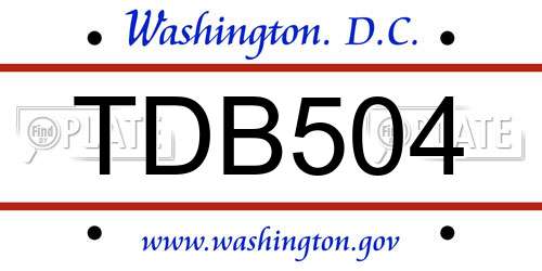 TDB504 District Of Columbia License Plate