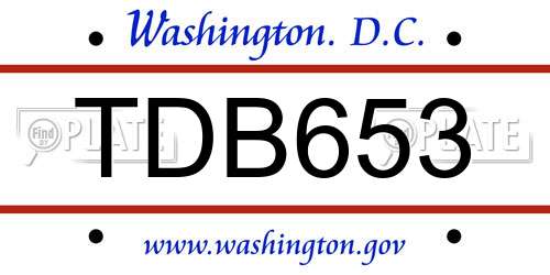 TDB653 District Of Columbia License Plate