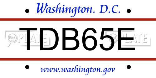 TDB65E District Of Columbia License Plate