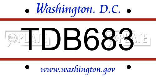 TDB683 District Of Columbia License Plate