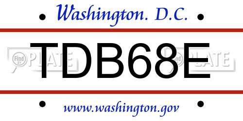 TDB68E District Of Columbia License Plate