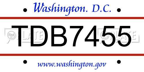 TDB7455 District Of Columbia License Plate
