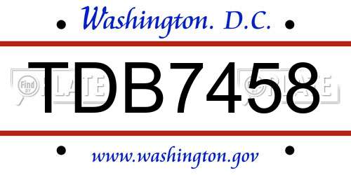 TDB7458 District Of Columbia License Plate