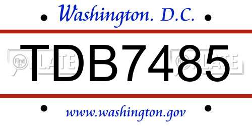 TDB7485 District Of Columbia License Plate