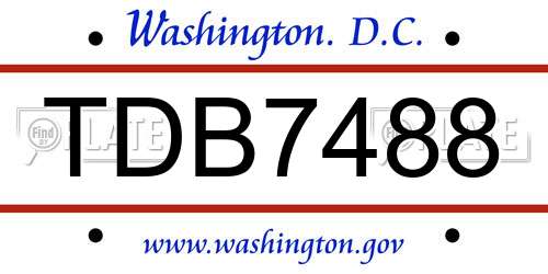 TDB7488 District Of Columbia License Plate
