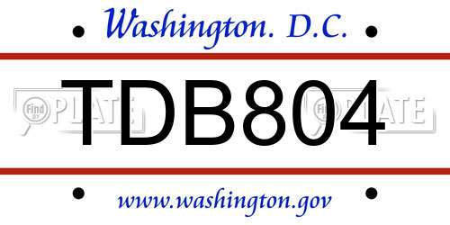 TDB804 District Of Columbia License Plate