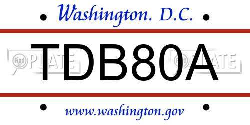 TDB80A District Of Columbia License Plate