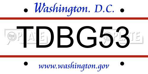 TDBG53 District Of Columbia License Plate