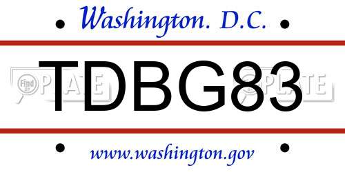 TDBG83 District Of Columbia License Plate
