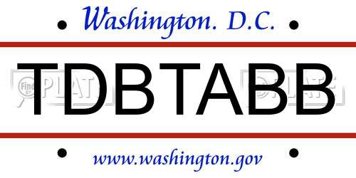 TDBTABB District Of Columbia License Plate